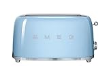 Smeg TSF02PBUS 50's Retro Style Aesthetic 4 Slice Toaster, Pastel Blue