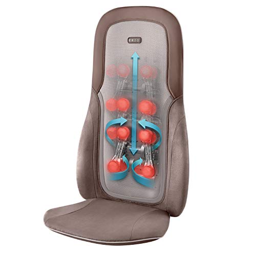 HoMedics, Quad Shiatsu Pro Massage Cushion with Heat, Zone Control (Targeted Spot, Full, Lower & Upper Back), 3 Massage Styles (Percussion, Kneading & Rolling), Remote & Integrated Strapping System