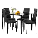 FDW Dining Table Set Glass Dining Room Table Set
