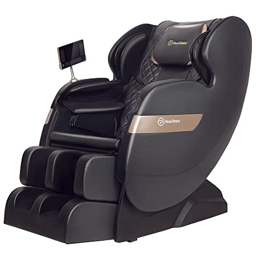 Real Relax Massage Chair, Full Body Zero Gravity Shiatsu Massage Recliner with Bluetooth Heat Foot Roller, FAVOR-03 Plus(Black)