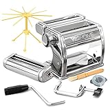 Manual Pasta Maker with Dryer - Multi-Pasta Stainless Steel Italian Flat Dough Machine with Adjustable Setting, Sharp Cutter, and Hand Crank - Fresh Homemade Noodles, Spaghetti, Lasagne | By VeoHome…