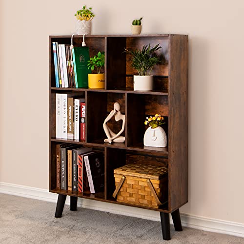 LEYAOYAO Cube Bookshelf 3 Tier Mid-Century