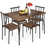 Best Choice Products 5-Piece Metal and Wood Indoor Modern Rectangular Dining Table