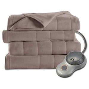 Sunbeam Quilted Fleece Heated Blanket, Queen, Mushroom